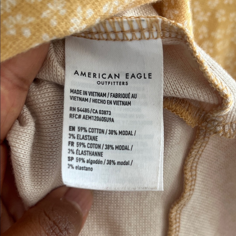 American Eagle Outfitters Mustard Floral Crop Top - L - Picture 5 of 5